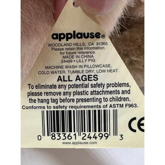 Dakin Applause Huggables Lilly Pig 8.25" Beanie Plush Toy Soft Stuffed Animal - Picture 4 of 10